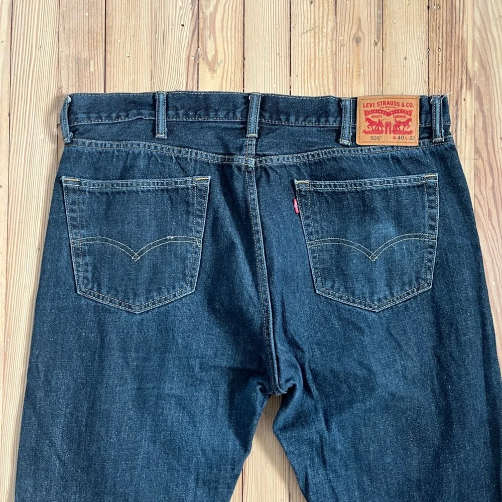 Levi Strauss Co 505 Mens Dark Wash Jeans W40 L32 Straight Fit Denim Pants casual